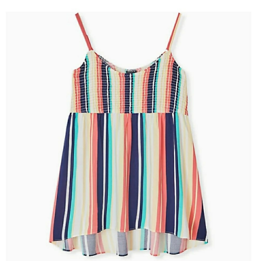 Torrid NWT Challis Smocked Babydoll Tunic Cami